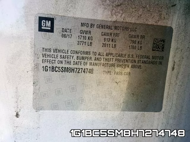 1G1BC5SM8H7274748 фото 2