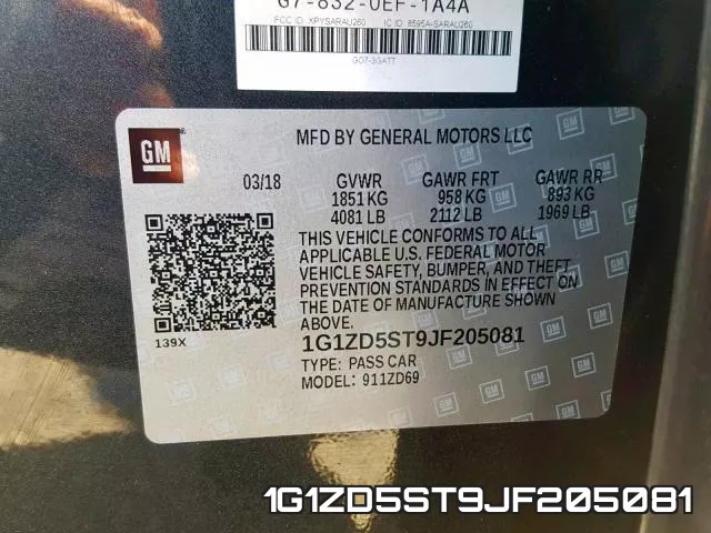 1G1ZD5ST9JF205081 фото 2