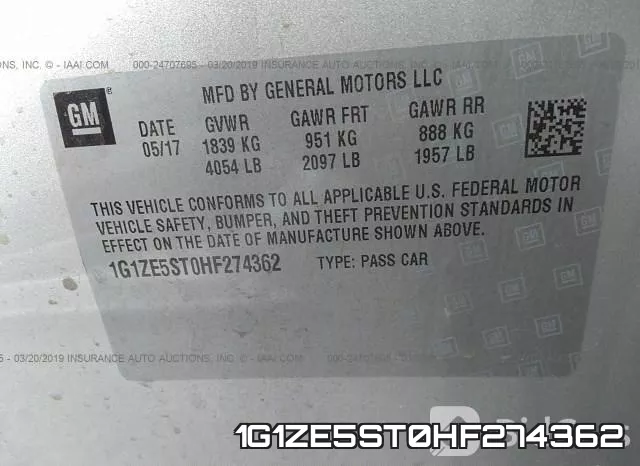 1G1ZE5ST0HF274362 фото 10