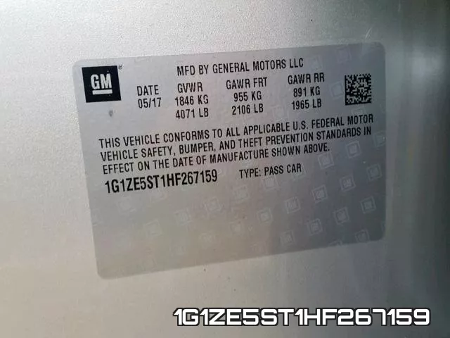 1G1ZE5ST1HF267159 фото 2