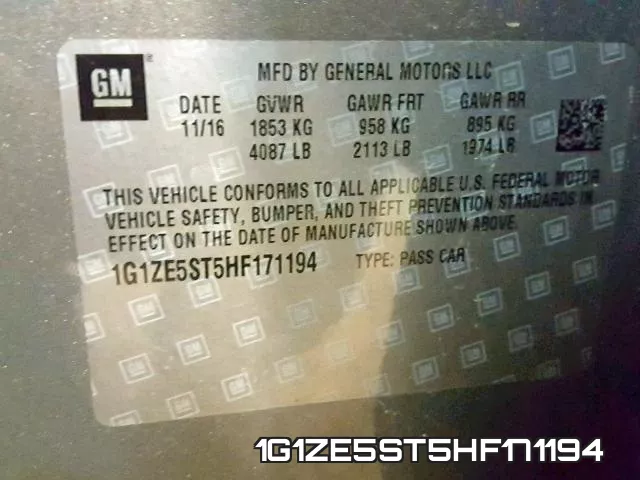 1G1ZE5ST5HF171194 фото 2