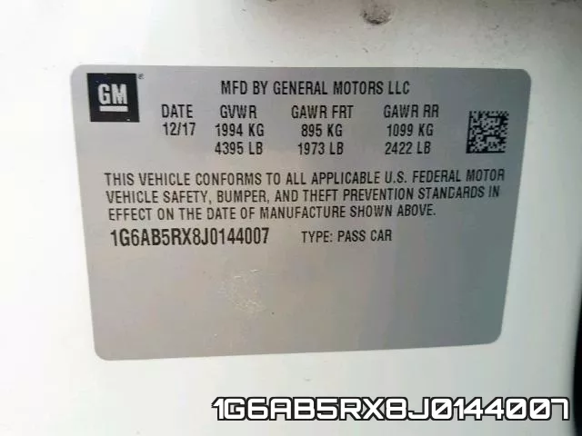 1G6AB5RX8J0144007 фото 2