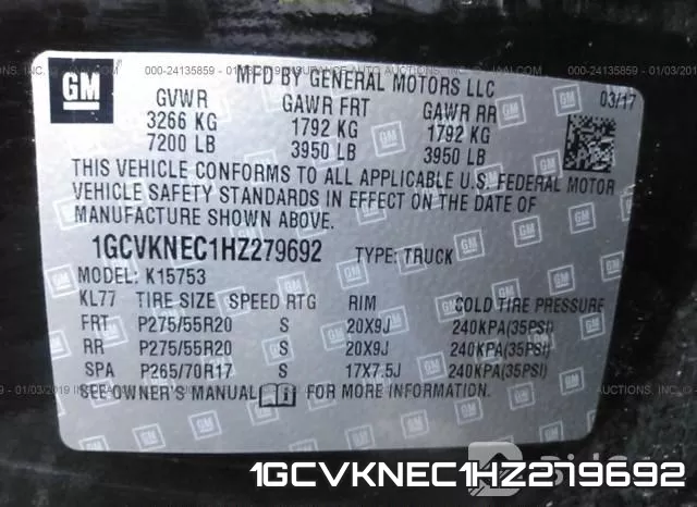 1GCVKNEC1HZ279692 фото 10
