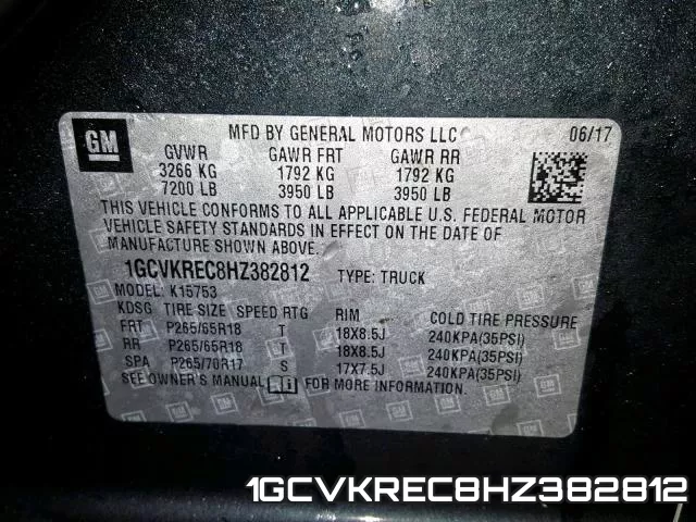 1GCVKREC8HZ382812 фото 2