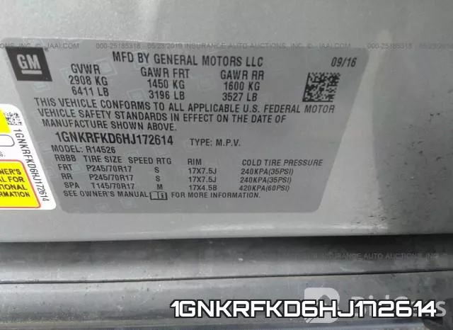 1GNKRFKD6HJ172614 фото 10