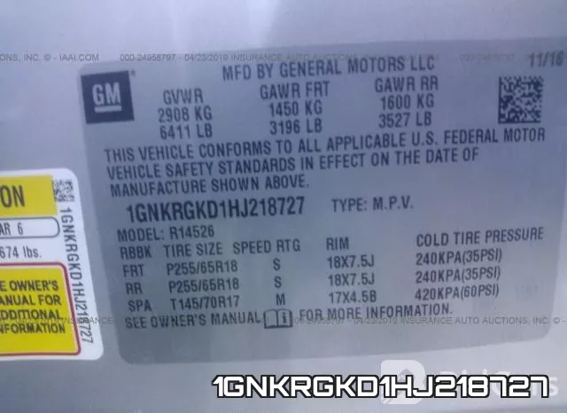 1GNKRGKD1HJ218727 фото 10