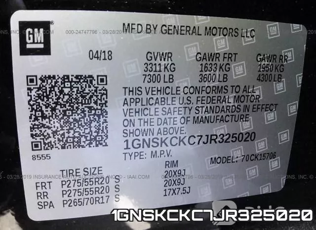1GNSKCKC7JR325020 фото 10