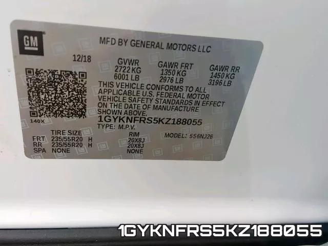 1GYKNFRS5KZ188055 фото 2