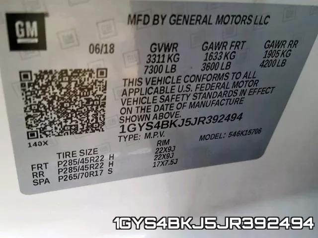1GYS4BKJ5JR392494 фото 2