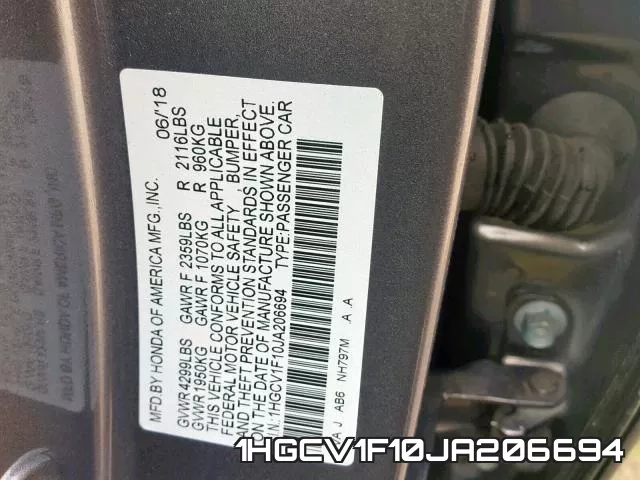 1HGCV1F10JA206694 фото 2