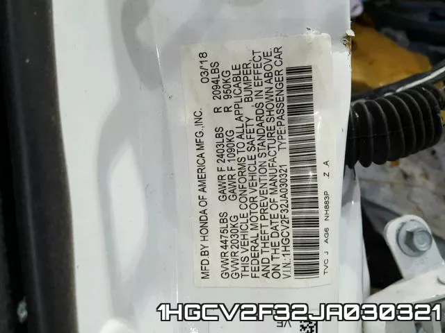 1HGCV2F32JA030321 фото 2
