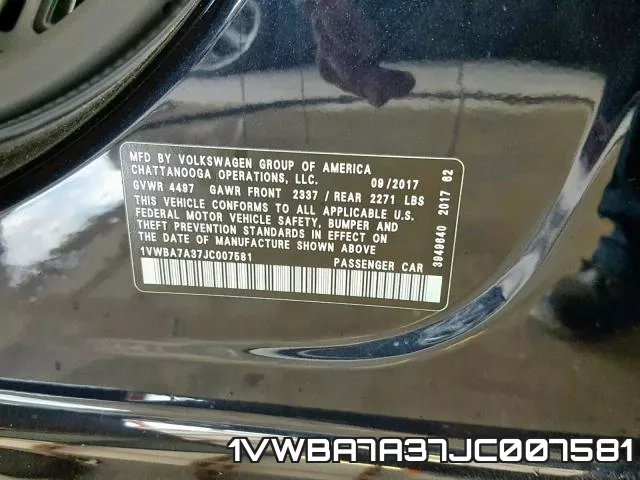 1VWBA7A37JC007581 фото 2