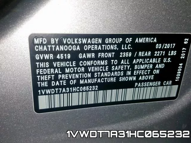 1VWDT7A31HC065232 фото 2