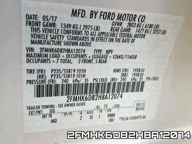 2FMHK6D82HBA12074 фото 2