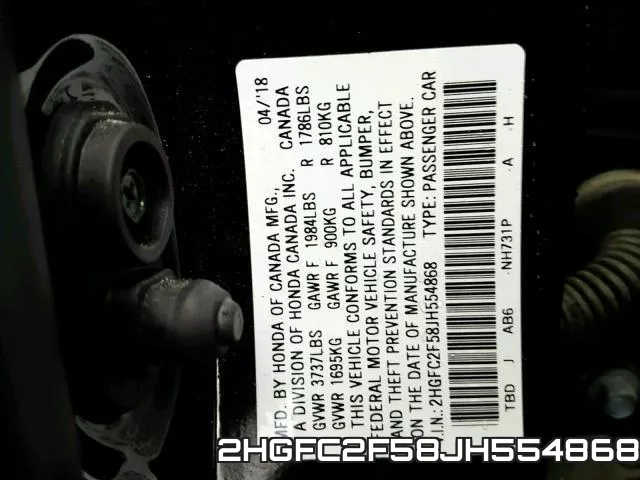2HGFC2F58JH554868 фото 2