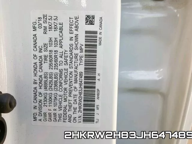 2HKRW2H83JH647489 фото 2