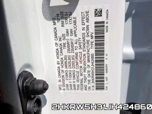 2HKRW5H31JH424860 фото 2
