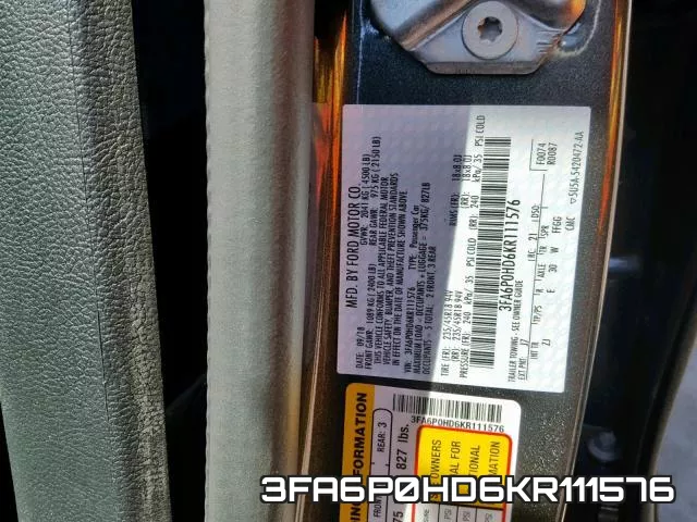 3FA6P0HD6KR111576 фото 2