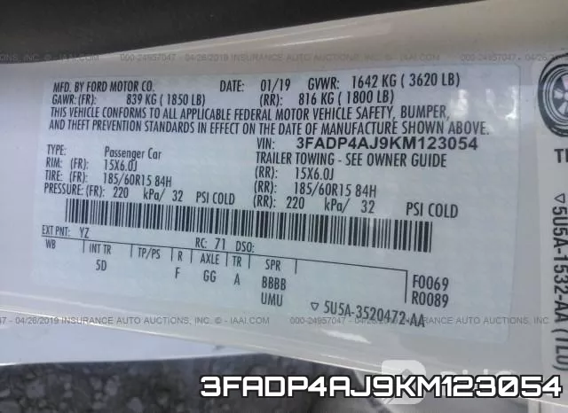 3FADP4AJ9KM123054 фото 10