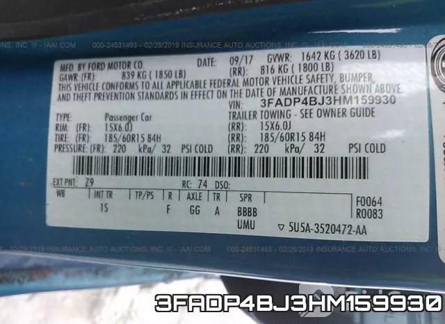 3FADP4BJ3HM159930 фото 10