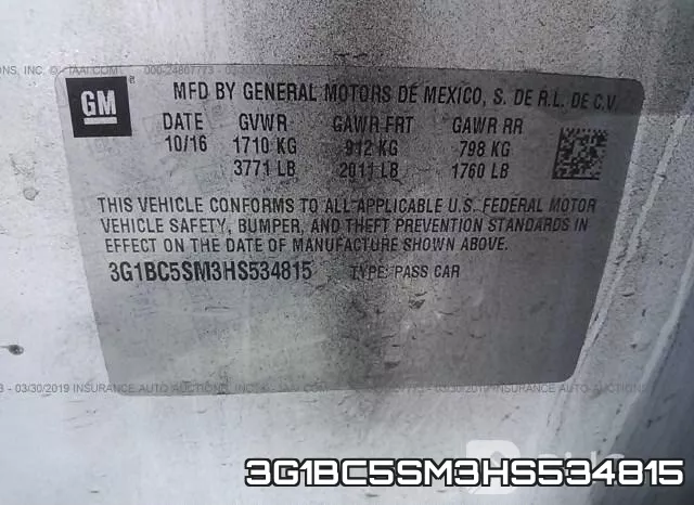 3G1BC5SM3HS534815 фото 10