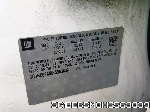 3G1BE6SM8HS563839 фото 2