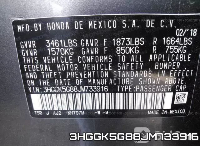3HGGK5G88JM733916 фото 10