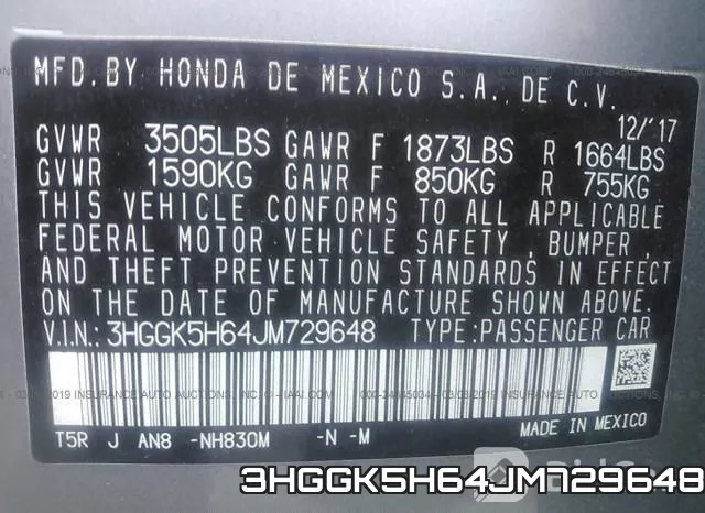 3HGGK5H64JM729648 фото 10