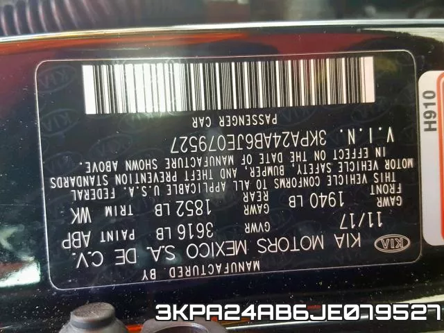 3KPA24AB6JE079527 фото 2