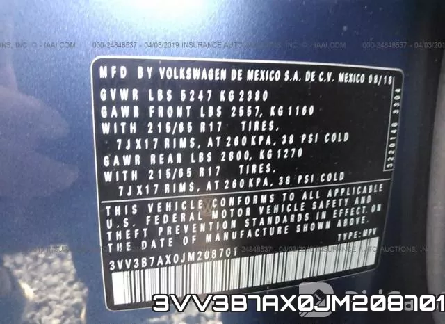 3VV3B7AX0JM208701 фото 10
