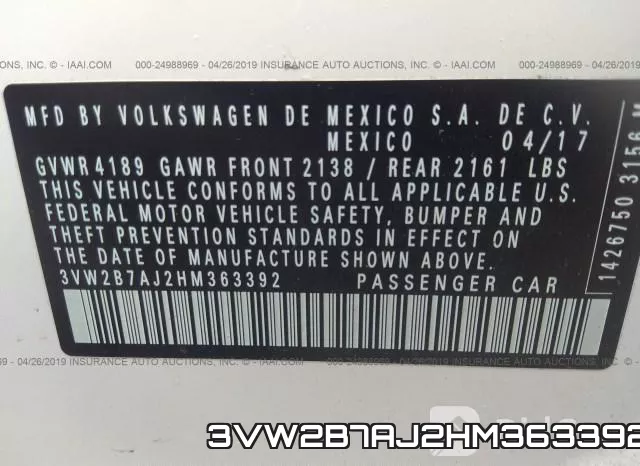 3VW2B7AJ2HM363392 фото 10