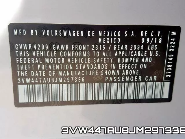 3VW447AU8JM297336 фото 2