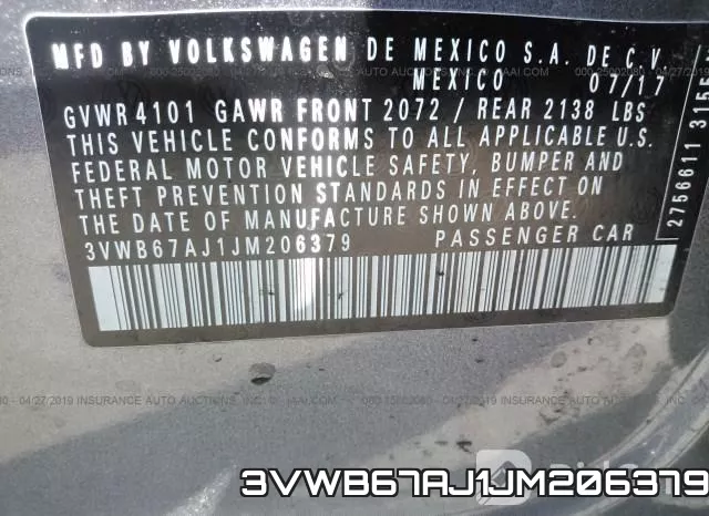 3VWB67AJ1JM206379 фото 10