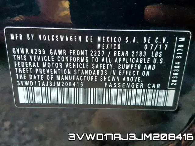 3VWD17AJ3JM208416 фото 2