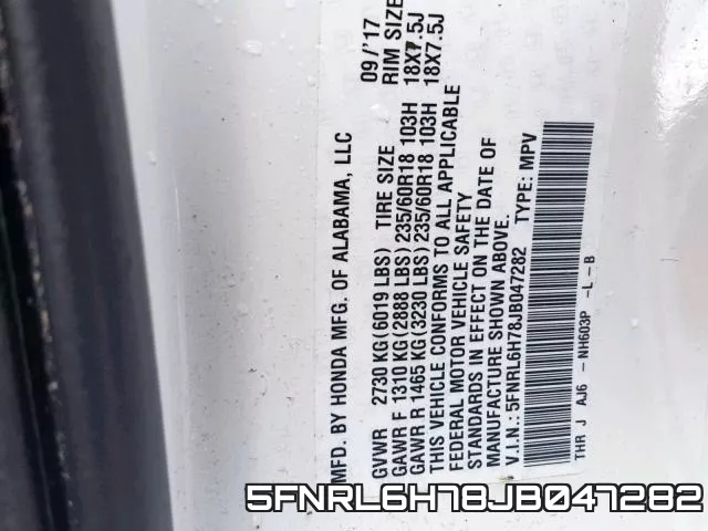 5FNRL6H78JB047282 фото 2