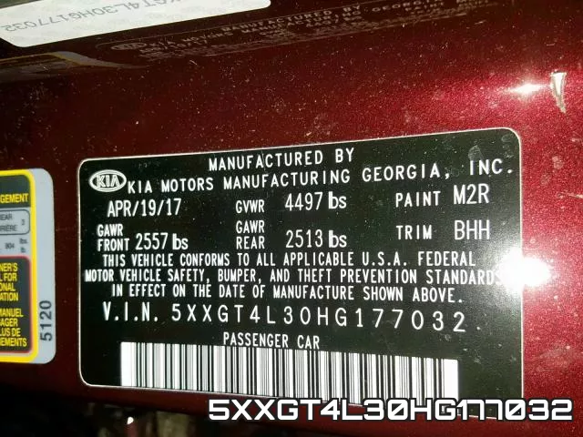 5XXGT4L30HG177032 фото 2