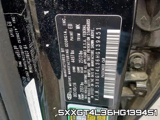 5XXGT4L36HG139451 фото 2