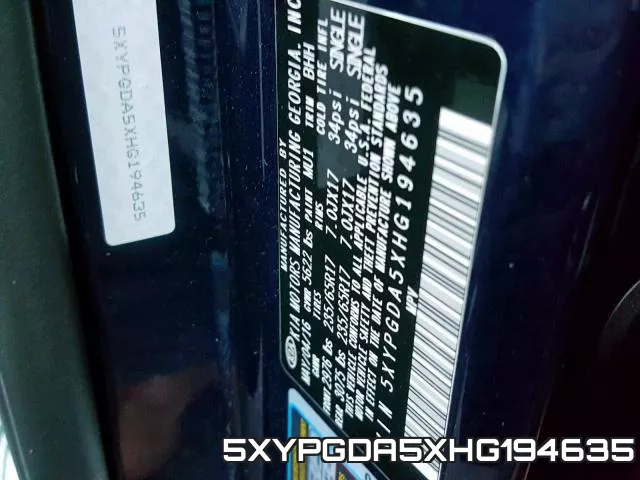 5XYPGDA5XHG194635 фото 2