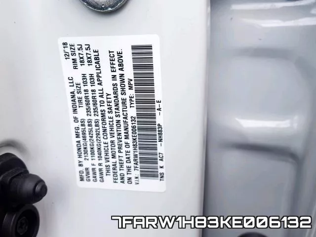 7FARW1H83KE006132 фото 2