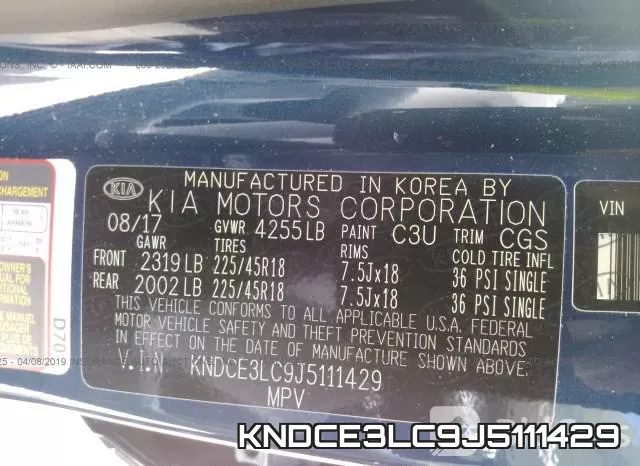 KNDCE3LC9J5111429 фото 10