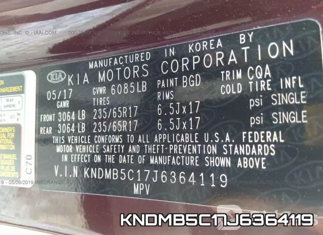 KNDMB5C17J6364119 фото 10