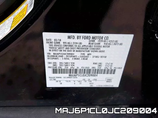 MAJ6P1CL0JC209004 фото 2