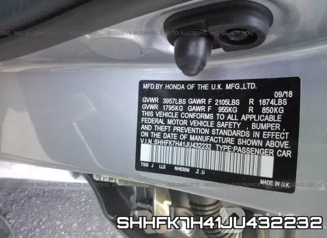 SHHFK7H41JU432232 фото 10