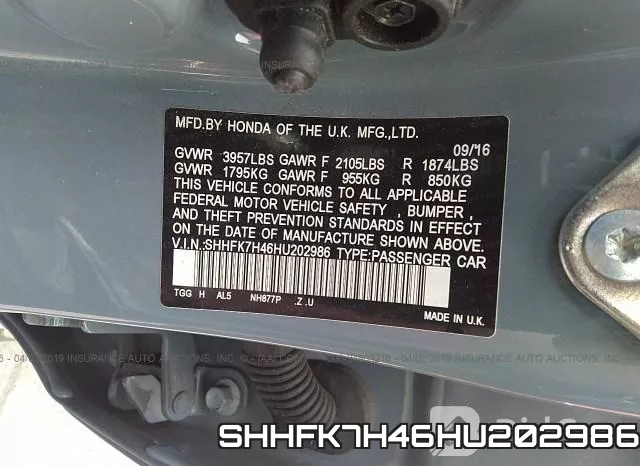 SHHFK7H46HU202986 фото 10