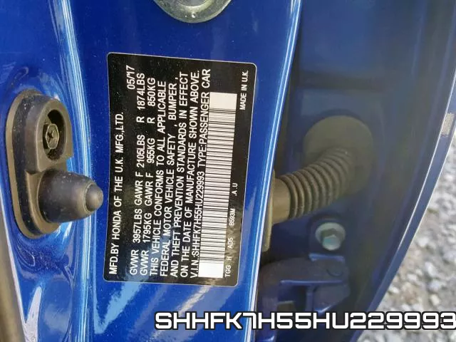 SHHFK7H55HU229993 фото 2