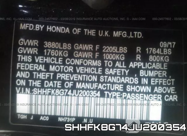 SHHFK8G74JU200354 фото 10