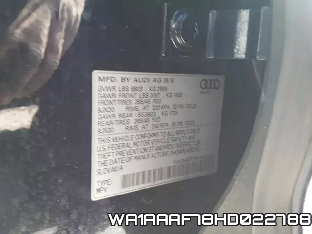 WA1AAAF78HD022788 фото 2