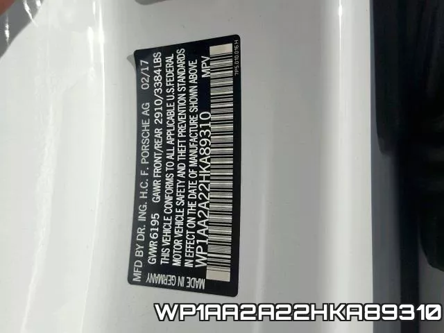 WP1AA2A22HKA89310 фото 2
