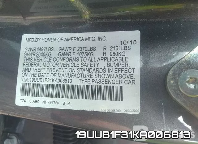 19UUB1F31KA006813 фото 10