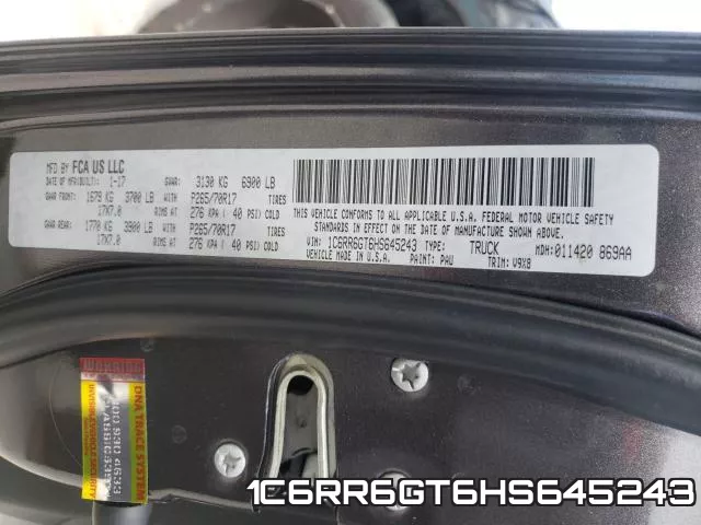 1C6RR6GT6HS645243 фото 2